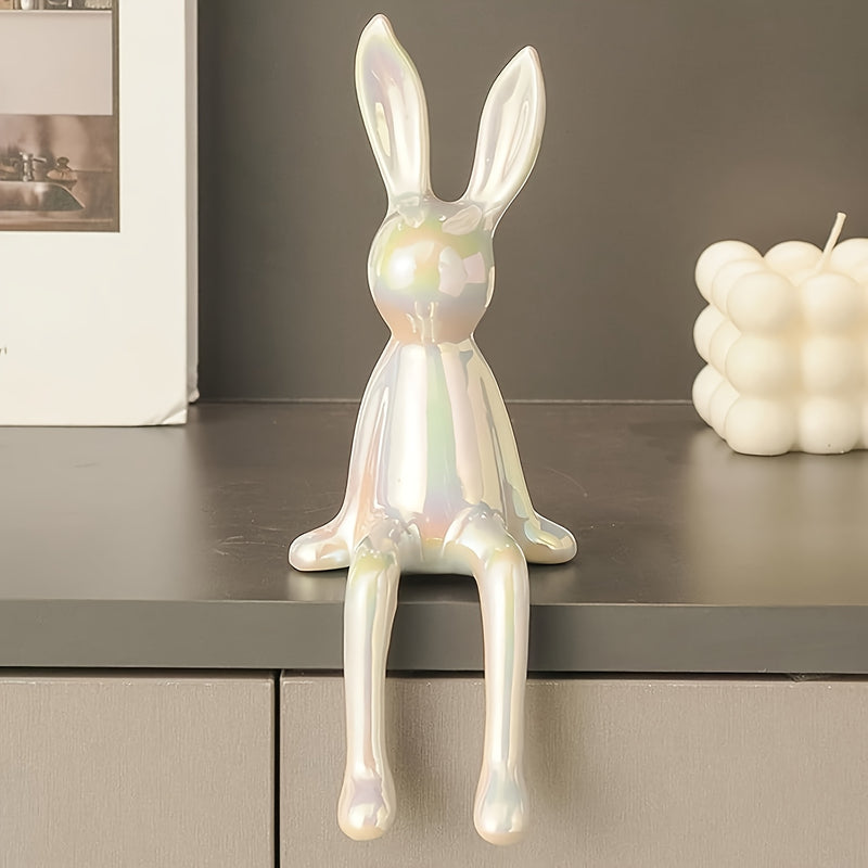1 pieza de estatua de conejo lindo - Escultura de conejo sentado de resina, decoración de arte moderno para el hogar y la oficina, uso interior/exterior, no necesita electricidad, regalo perfecto para los amantes de los animales, accesorios de conejo