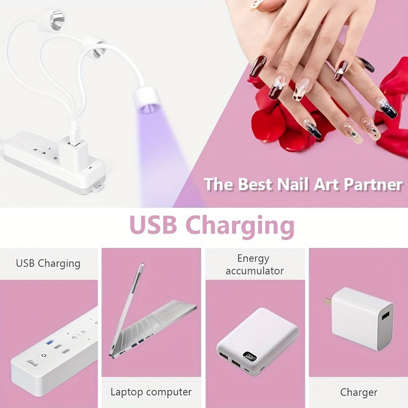 LISHUMEI 360° Lámpara de uñas de gel LED ajustable en forma de U - Lámpara de manicura de curado rápido con alimentación USB portátil con luz suave para salón y DIY, blanco, lámpara de uñas, equipo de salón, diseño elegante, plástico duradero