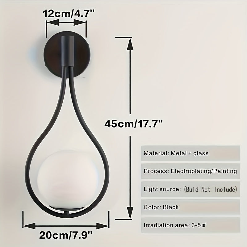 1pc Aplique de Pared Orbe, Diseño Moderno Lágrima de Medio Siglo para Pared, Aplique de Pared Cepillado Luz Lavadora para Salón y Mesita de Noche, Compatible con Base E26/27 (Bombilla no Incluida)