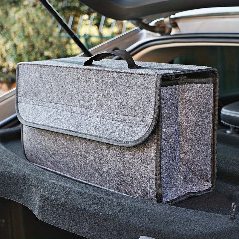 Organizador de maletero de coche de fieltro plegable de 2 mm de peso ligero - Caja de almacenamiento portátil que ahorra espacio con cierre seguro, fácil inserción e instalación para la organización del interior del coche, diseño plegable, característica