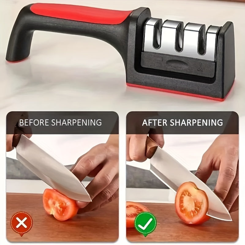 Afilador de cuchillos y tijeras 4 en 1: Afilador de cuchillos eléctrico de mano con 4 configuraciones gruesas para uso doméstico en la cocina
