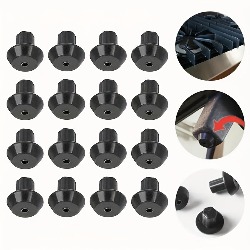 16 piezas de Pies Antideslizantes para Rejilla de Quemador de Estufa de Gas - Piezas de Repuesto Negras para Cocinar con Seguridad, Compatibles con Hornos de Gas, Fácil Instalación para un Desempeño Suave en la Plancha