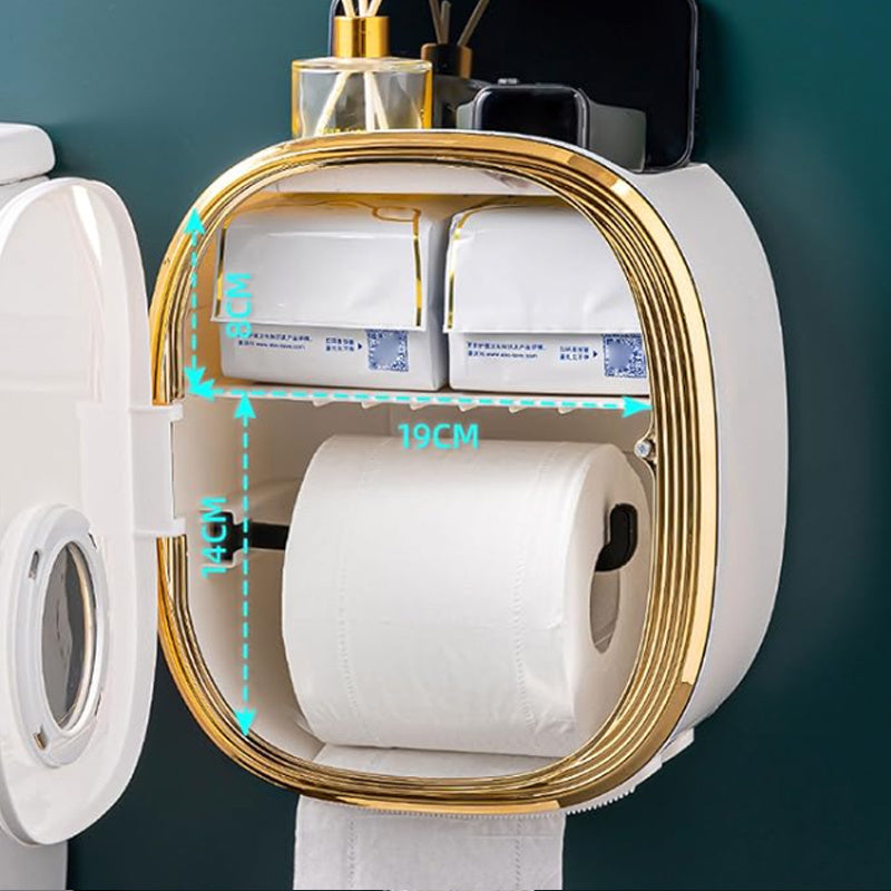 Portarrollos de papel higiénico autoadhesivo para pared con caja de almacenamiento, dispensador de rollo de papel higiénico de plástico para baño, contenedores de almacenamiento de papel higiénico