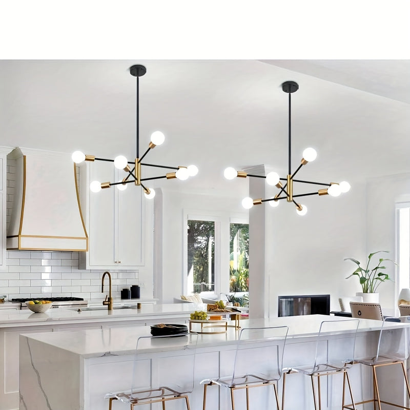 1 pza. de 8 cabezales o 6 cabezales, lámpara de araña de metal estilo loft, retro, hierro artístico, redonda, tipo satélite, para bares, restaurantes, salas, villas, luces de ingeniería, cabezal para lámpara E26-E27 sin foco