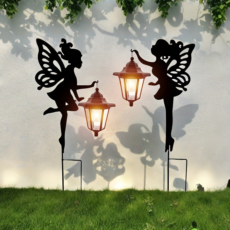 2 Piezas de Luces Solares QUTERHERO para Jardín - Decoración Impermeable con Siluetas Encantadoras, Carga Solar Automática y Luz Cálida, Construcción Duradera en Hierro para Patio, Césped o Exterior, Diseño Resistente al Clima, Adornos para Jardín y Terr