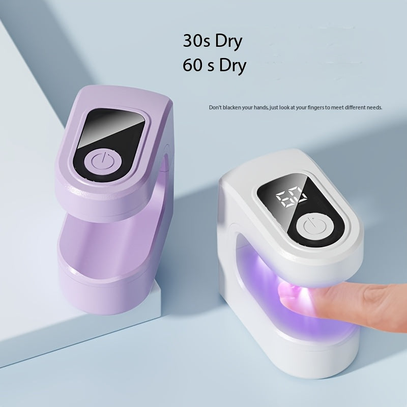 FEIYBA Mini Lámpara de Secado Rápido LED Portátil para Uñas - Secador de Gel con Temporizador Digital, Recargable USB y Batería Integrada, Diseño Compacto para Hogar/Profesional, Lavanda, Herramienta Moderna de Manicura, Construcción Duradera, Profesione
