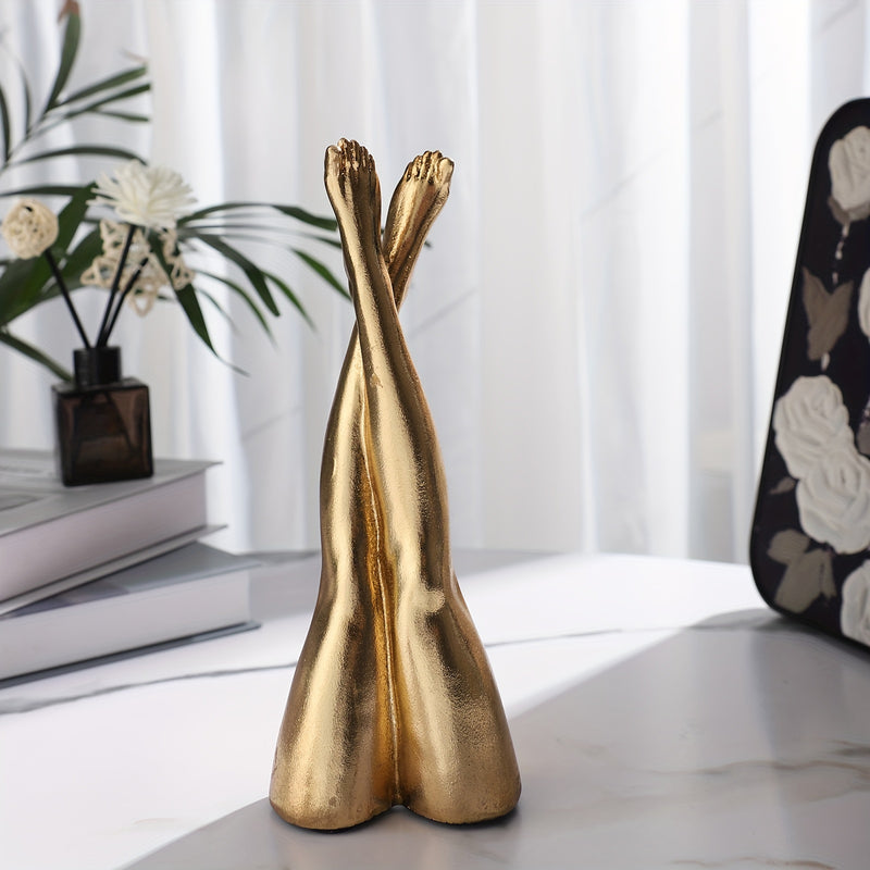 Escultura Decorativa de Pie Doble Dorado para el Hogar, Artesanía en Resina para Sala de Estar, Gabinete de Vinos y Escritorio, Adorno Regalo Festivo