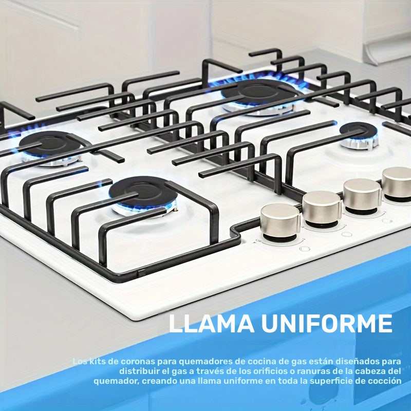8 piezas de Conjunto de Tapas de Quemador de Estufa de Aleación de Aluminio, Resistente a Altas Temperaturas, Distribución Uniforme de Calor, con 4 Cubiertas de Quemador, para Estufas de Gas y Eléctricas, No Requiere Batería