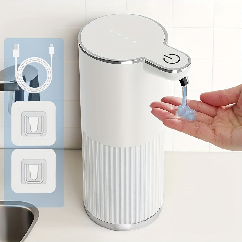 Dispensador automático de jabón sin contacto de 360ml, recargable por USB con sensor infrarrojo, diseño para pared o mostrador, ideal para cocina, baño y baños públicos, disponible en varios colores, incluye 2 almohadillas adhesivas