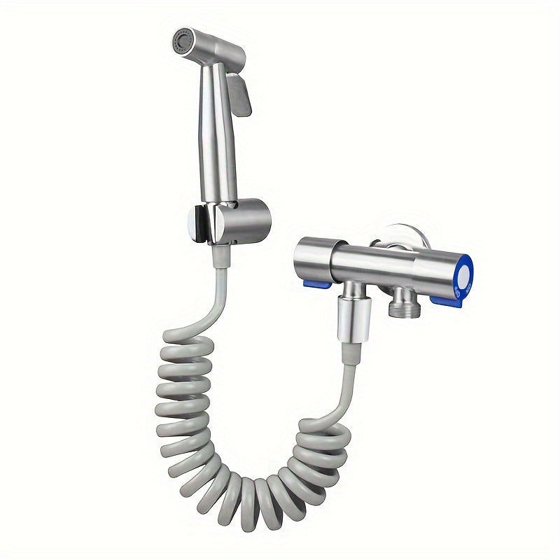 Kit de ducha portátil de alta presión de acero inoxidable con manguera de 4,8 pulgadas y soporte de pared - Boquilla auto-limpiante, resistente a fugas, para baño, inodoro, limpieza de mascotas, diseño moderno de montaje en pared, accesorio de limpieza d