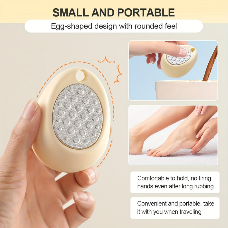 1 Pieza Lima de Pies Ovalada Doble Cara de Acero Inoxidable - Eliminador Manual y Portátil de Cutículas Beige, Herramienta Reutilizable para Cuidado de Pies sin Alcohol ni Batería, para Hombres y Mujeres
