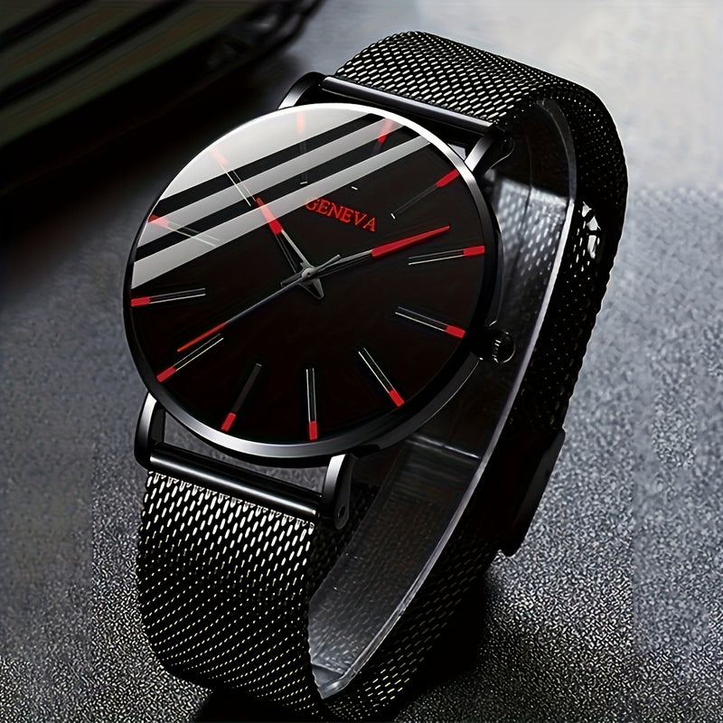 Un conjunto de dos relojes de cuarzo de negocios elegantes y pulseras de cuero.