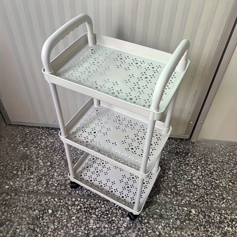 Carrito de almacenamiento de plástico blanco de 3 niveles con ruedas - Organizador versátil para cocina, dormitorio, baño - Montaje fácil, no se necesitan herramientas, perfecto para snacks, juguetes y artículos esenciales, carrito de almacenamiento de c