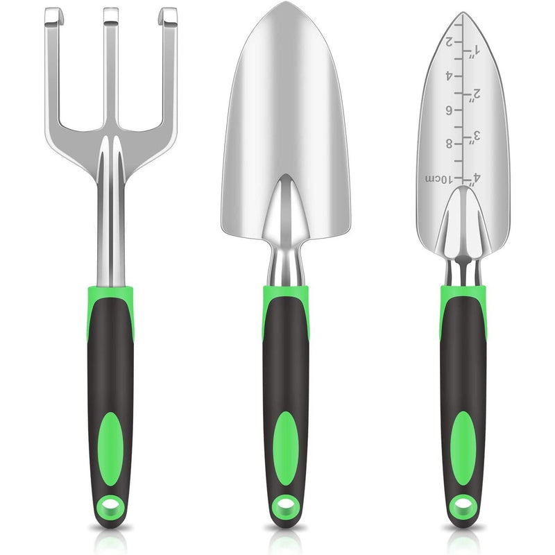Juego de herramientas de jardín de aluminio con horca para raíces, cuchara, tijeras de poda y más - Herramientas de jardinería duraderas y multiusos para uso doméstico y profesional, esenciales para el jardinería|Diseño ergonómico|Construcción duradera