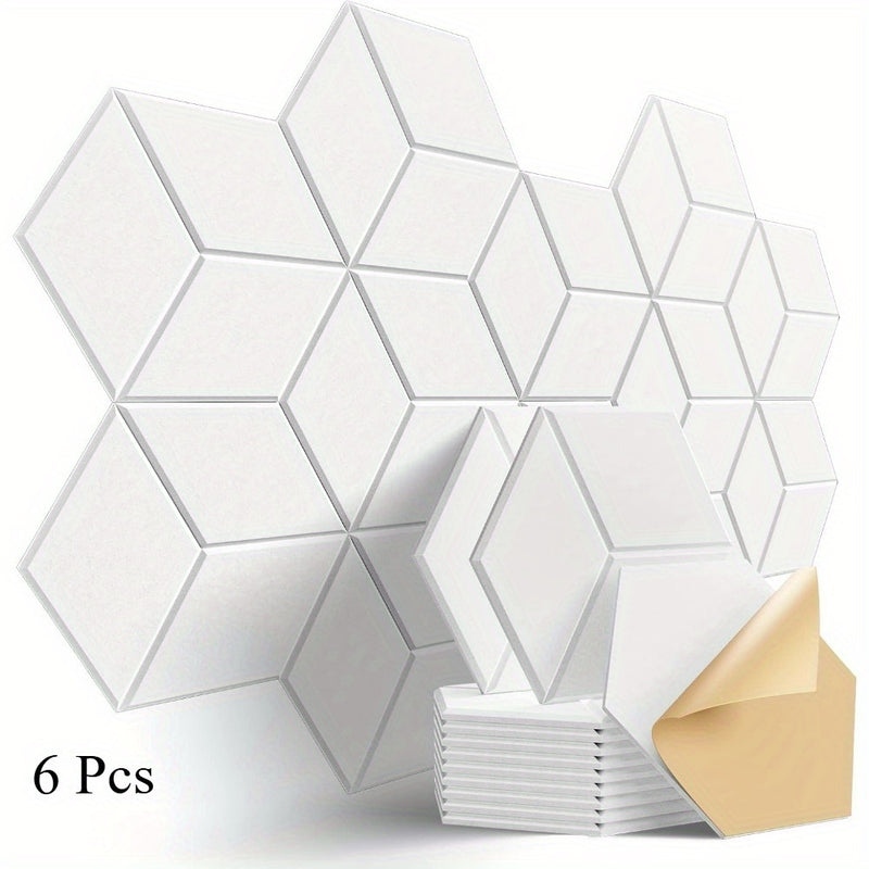 6 paneles acústicos autoadhesivos de alta densidad, 30.48 cm x 25.4 cm x 1.02 cm - Diseño en Y elegante, a prueba de fuego y reducción de ruido, espuma acústica (gris moderno), eliminación de eco de calidad profesional, paneles para tratamiento acústico