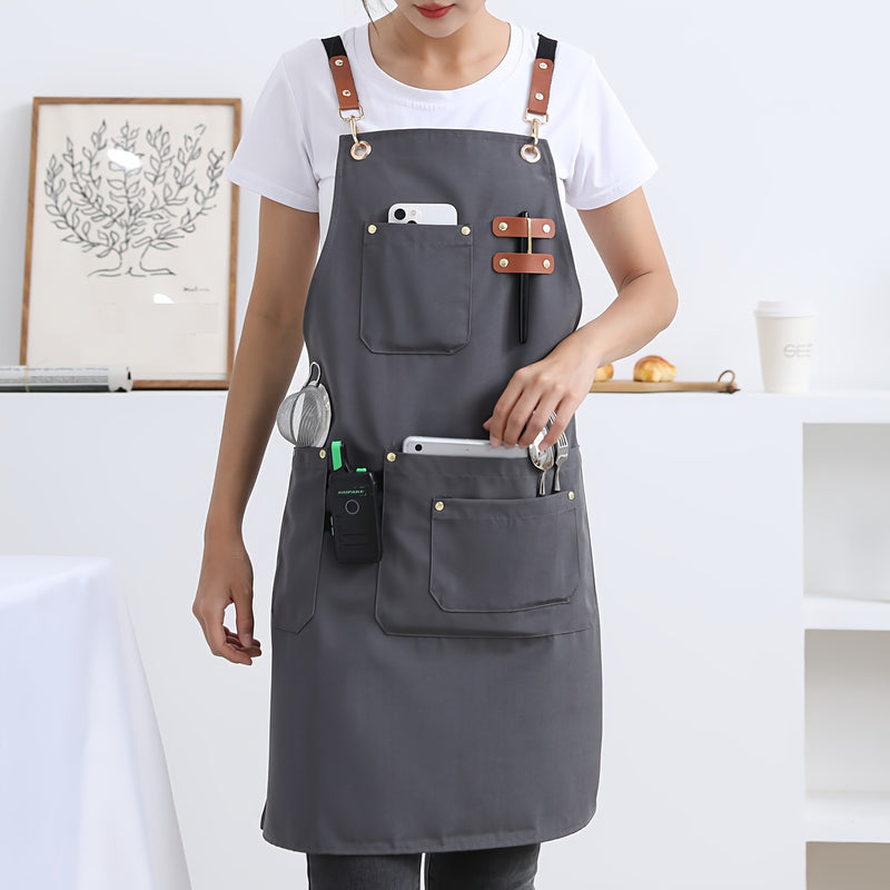 1 delantal de lona con cuatro bolsillos, perfecto para restaurantes, cocinas caseras, tiendas de té con leche, floristerías, cafeterías, panaderos, jardineros, delantales de cintura para hombres y mujeres, ropa de trabajo