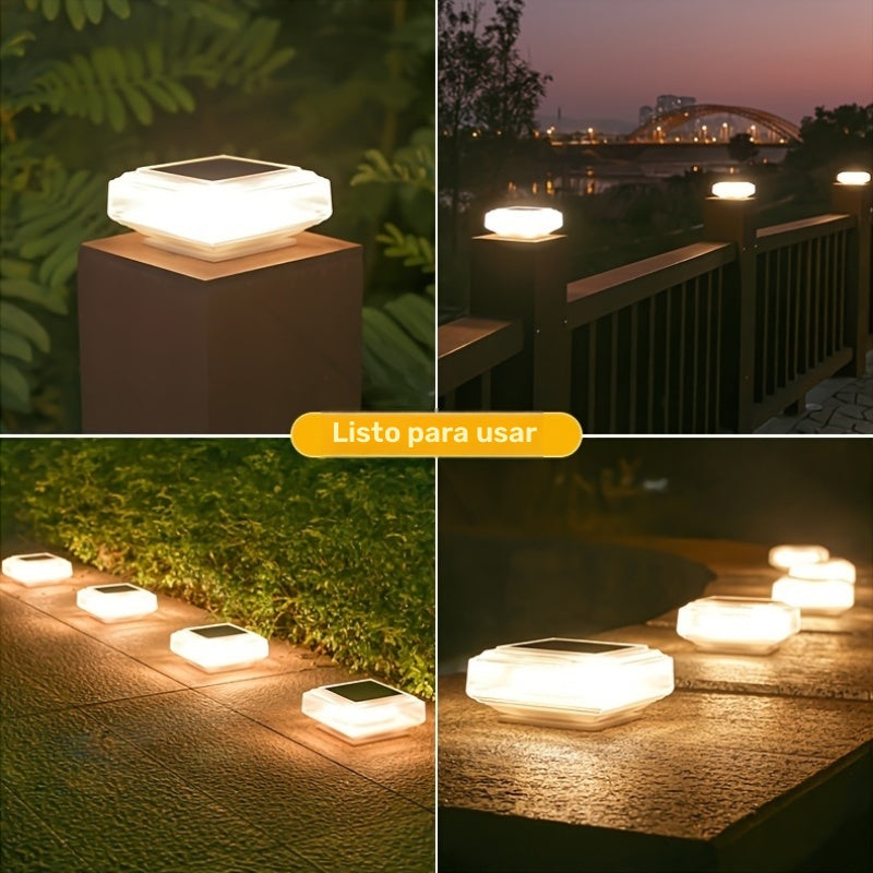 (1pc/Caja) Luz de columna solar IP44 para exterior Luz de jardín Luz de villa de barandilla de cerca Luz de columna nueva
