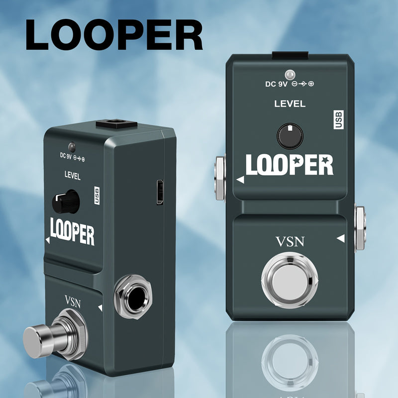 Pedal de Loop para Guitarra, Efecto Looper Digital con 10 Minutos de Grabación y Overdubs Ilimitados, Pedales Mini Tamaño True Bypass para Guitarras Eléctricas y Bajos