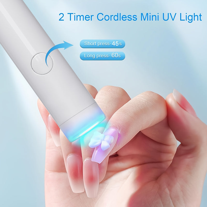 Lámpara de uñas LED con bolígrafo, portátil, para manicura, luz seca para uñas, blanco, para un dedo, lámpara de curado de gel LED, linterna mini, lámpara de uñas seca portátil.