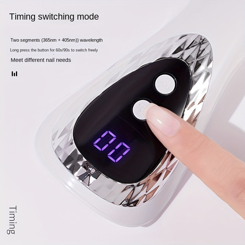 Mini lámpara de gel LED para arte de uñas - 30 segundos de secado rápido con pantalla digital, lámpara de secado de uñas portátil recargable por USB para uso en casa y salón, blanco, lámpara de secado de uñas, equipo de salón, herramienta de belleza mode