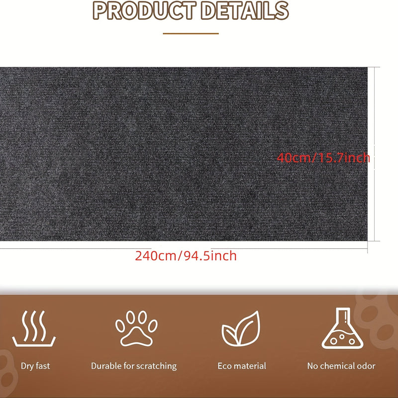 Un rollo de alfombra gris autoadhesiva recortable para soporte de marco de escalada para gatos, alfombra para escalones de muebles de pared para gatos, alfombra para rascar gatos, protector de sofá para rascar gatos, alfombra para rascar gatos