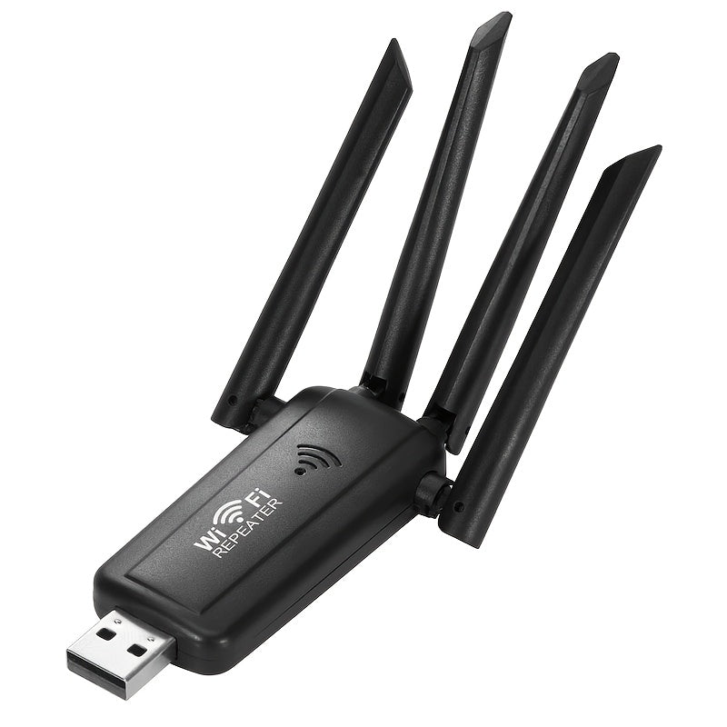 Repetidor de WiFi USB con 4 antenas, señal súper 2.4G, velocidad de 300 Mbps, alimentación por USB - Ideal para ampliar la red en casa y oficina, repetidor WiFi, enrutador compacto, enrutador USB