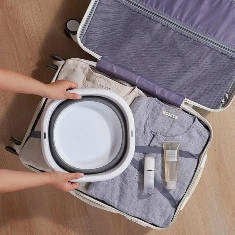 Baño Plegable - Cubeta Colapsable para Lavado de Ropa, Bañera Portátil y Lavamanos con Diseño Ahorrador de Espacio para Hogar, Viajes, Dormitorio o Baño - Ligero y Fácil de Almacenar