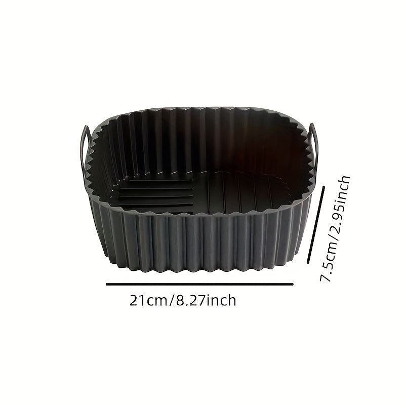 1 pieza, funda de silicona reutilizable negra para freidora de aire, cuadrada, duradera y fácil de limpiar, para cocinar de manera saludable, accesorio de cocina, accesorios para freidora de aire.