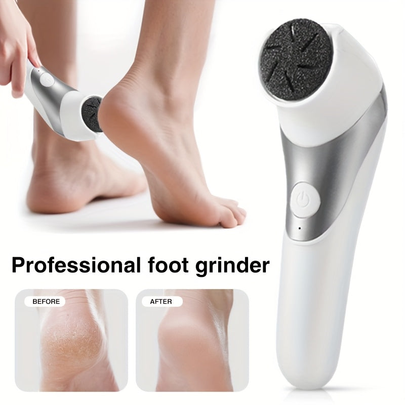 Exfoliador Eléctrico de Pies - para Pulido y Cuidado en Beige Claro Seco, Herramienta Portátil de Pedicura para Piel Dura y Agrietada, con Cabezales Reemplazables, Removedor Recargable, Cuidado Profesional