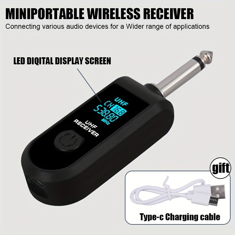 Transmisor y Receptor sin varillas NXG 2pcs/1pc, Sistema Compatible con Micrófonos XLR, Conector Jack de 6.35mm, Transmisión Larga Distancia 2.4GHz, Recargable USB para Micrófonos Condensador y Dinámicos