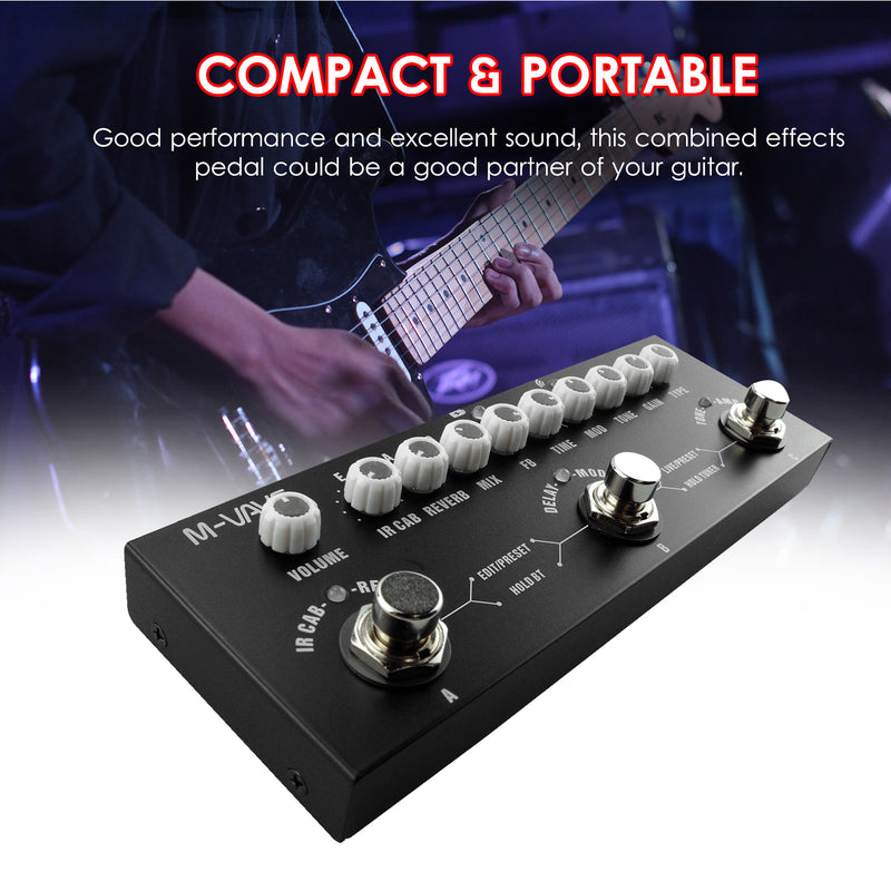 TM-VAVE Pedal de Efectos Portátil para Guitarra - Procesador Multi-Efectos Todo en Uno con USB, Afinador Integrado, 9 Modelos IR Cab, Reverb/Delay/Chorus - Tablero Compacto para Guitarra Eléctrica y Bajo, Uso Doméstico/Estudio/Vivo - , Pedal de Efectos M