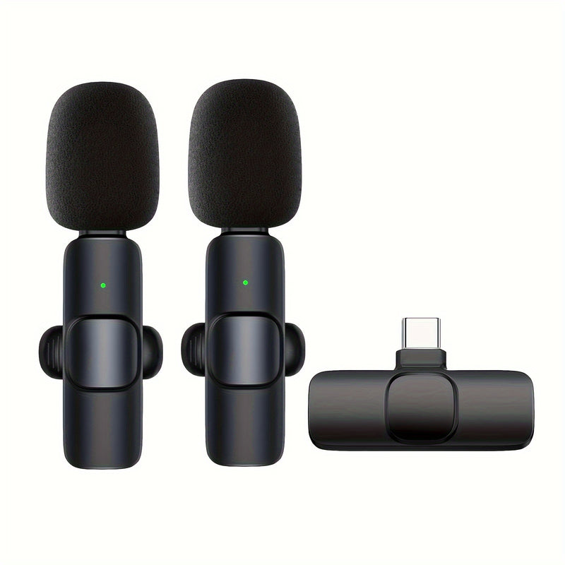 Micrófono de solapa inalámbrico con grabación omnidireccional - Carga USB-C, batería de litio, ideal para smartphones, tabletas, cámaras, entrevistas, podcasts y vlogs, videollamadas | Grabación moderna | Batería recargable