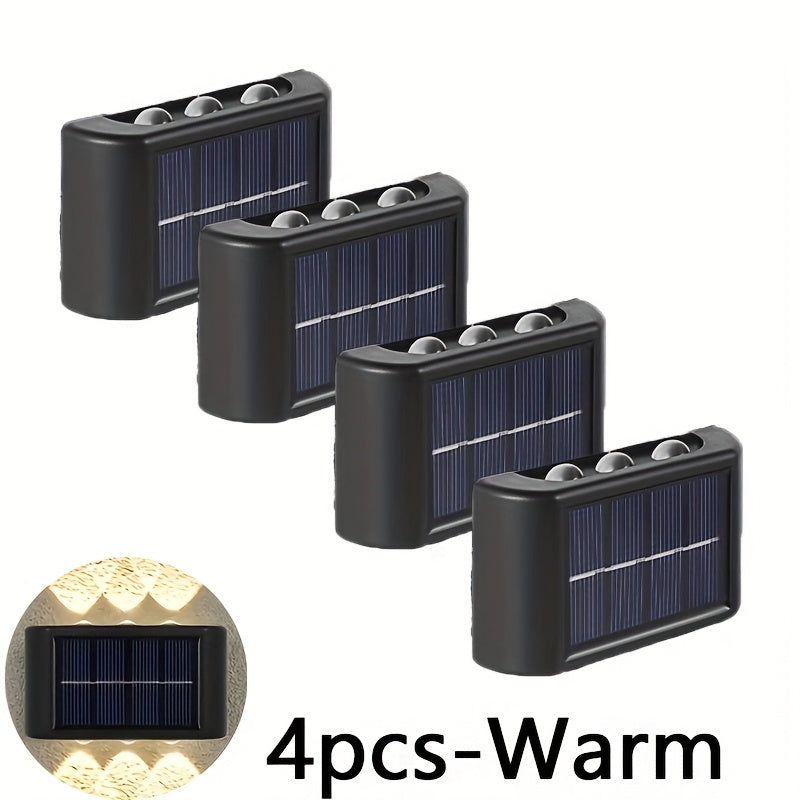 4pcs/6pcs/8pcs luces solares para valla, luces solares exteriores, luces decorativas de jardín y pared, ideales para patio, terraza, paisajismo urbano y balcón, luz cálida blanca
