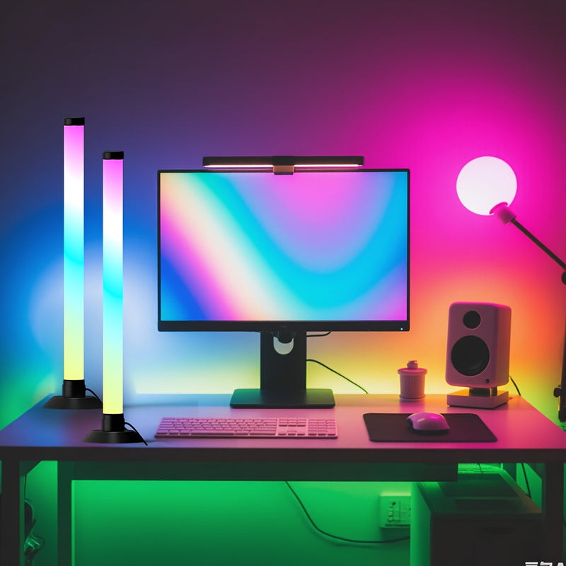 2 barras de luces LED inteligentes NBBUFF para habitación, IC+RGB con control remoto y app, modo de sincronización con música dinámica, alimentación por USB, inalámbricas, cambio de color, regulables, ideales para PC, retroiluminación de TV, salón de mús