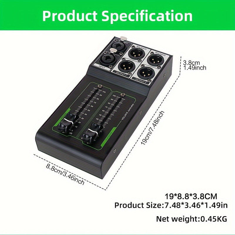 Controlador de Volumen Pasivo AROMA - Alta Fidelidad, Entrada/Salida Sin Ruido, Ajuste de Calidad de Sonido Sin Pérdidas, Metal Negro con Detalles Verdes, Compatible con PC, 36V y Menos, para una Experiencia de Audio Mejorada