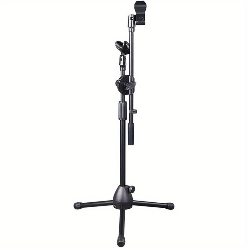 Soporte de Micrófono Ajustable para Erhu, Guitarra y Sonido en Vivo - Base Trípode Metálica Resistente con Diseño Plegable, Patas de Goma & Brazo Telescópico (45-75cm, ), Equipo de Grabación de Estudio, Construcción Robusta, Profesionalismo Musical
