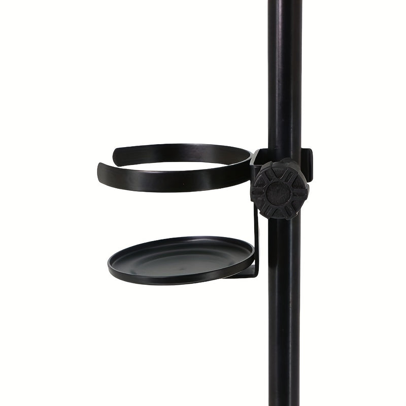 Soporte para micrófono ABS negro con porta vasos, abrazadera individual para bebidas, compatible con atriles de partituras y soportes de guitarra