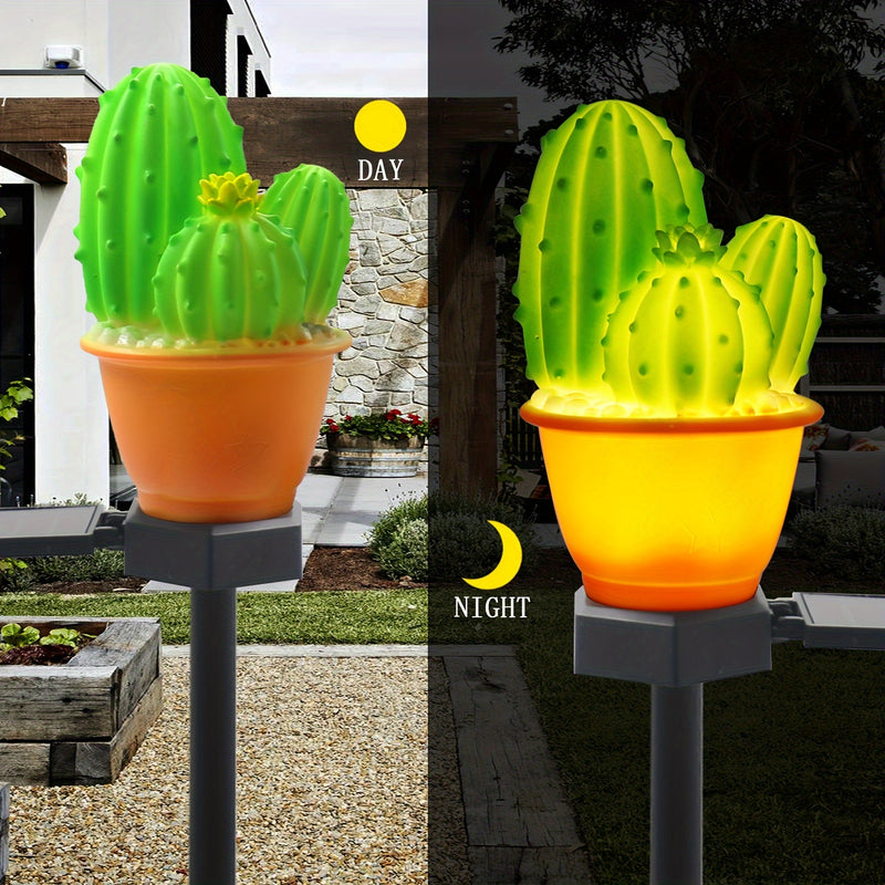 1 Paquete De 2 Piezas, Luces Solares Para Exteriores, Decoración De Jardín, Luces De Estaca De Cactus, Luces De Paisaje, Camino, Patio, Césped Y Decoraciones De Pasarela