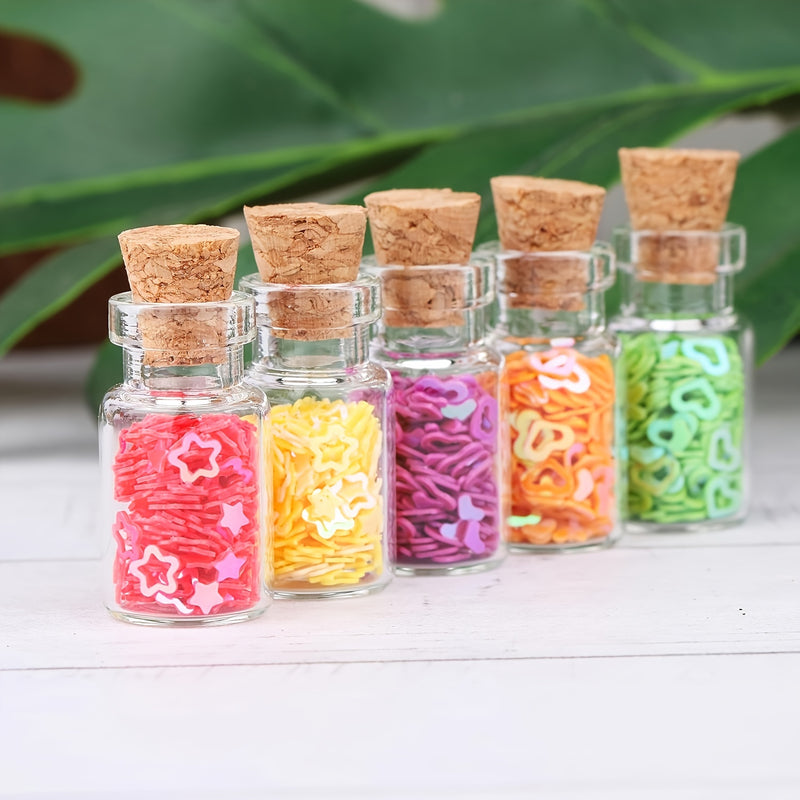 128 piezas de botellas flotantes, embudo ojo de cordero, vidrio, hierro, plástico, regalo creativo navideño miniatura, botella flotante con tapón de madera, colgante artesanal DIY