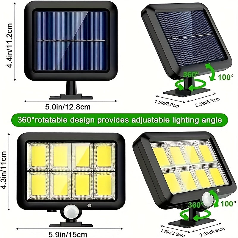 1/2/4 piezas de luz solar para pared, panel solar ajustable, 3 modos de funcionamiento, luz solar super brillante desmontable para porche, control remoto, montaje en pared, adecuado para pared, patio, garaje, jardín, patio y acera, con sensor infrarrojo,