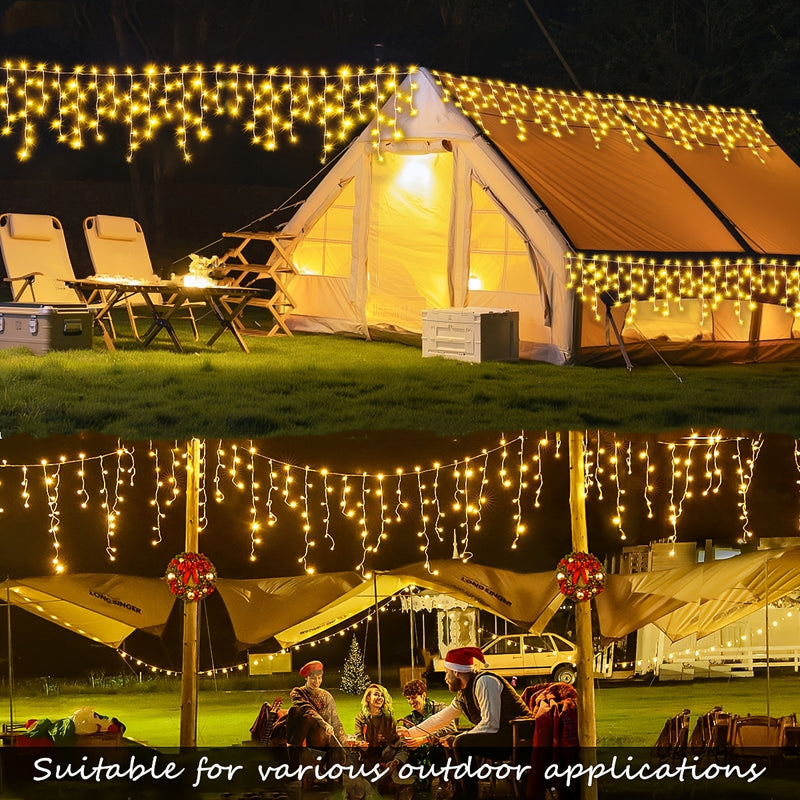 1-Pack Luces LED de Caramelo Solar - 29.5ft/7m, 162 LEDs con 8 Modos, Perfectas para Navidad, Halloween y Decoración de Bodas - Ideal para Balcón, Carpa, Jardín, Villa y Exteriores - Cortina Luminosa Solar de 18.03ft/5.5m con 96 LEDs