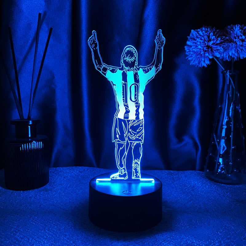 10 Jugadores de fútbol Luz nocturna 3D - Control táctil, Alimentado por USB, Regalo para fanáticos de los deportes