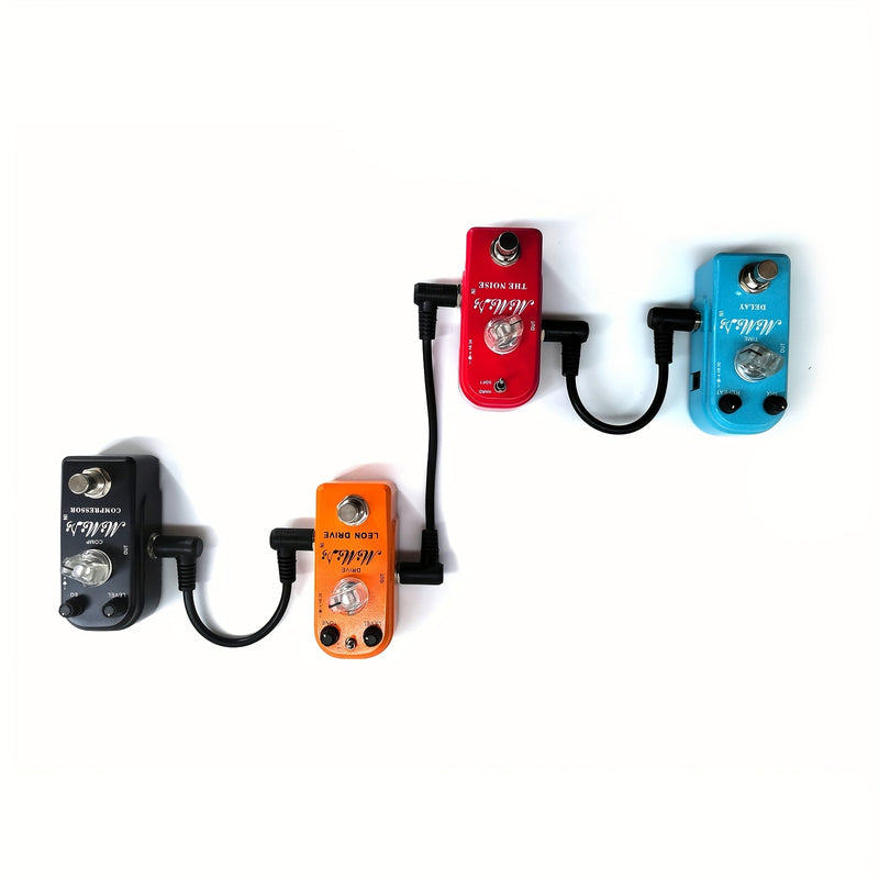 6 cables para efectos de guitarra, negros, conector curvo de 6.35 mm, para guitarra eléctrica o bajo, cable blindado para reducción de ruido, 18 cm