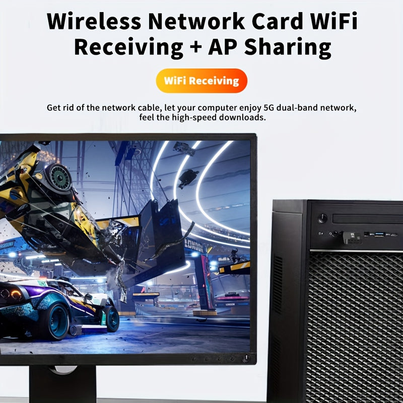 Adaptador de red WiFi AX900m de doble banda 2.4G/5G, USB inalámbrico 5.0, configuración sin herramientas para PC/Mac, antena doble, modo alimentado por USB, Wi-Fi 2.0