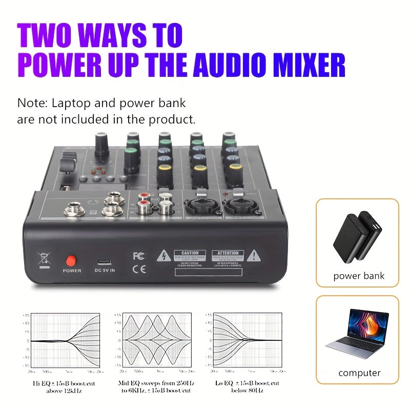 Mezclador de Audio Profesional LX01 | Multicanal con Alimentación USB | Consola Negra en Aleación con Pantalla Digital y Controles Individuales para Canales | Ideal para Transmisiones, Karaoke y Estudios Caseros | Diseño Compacto con Reproductor de MP3 |