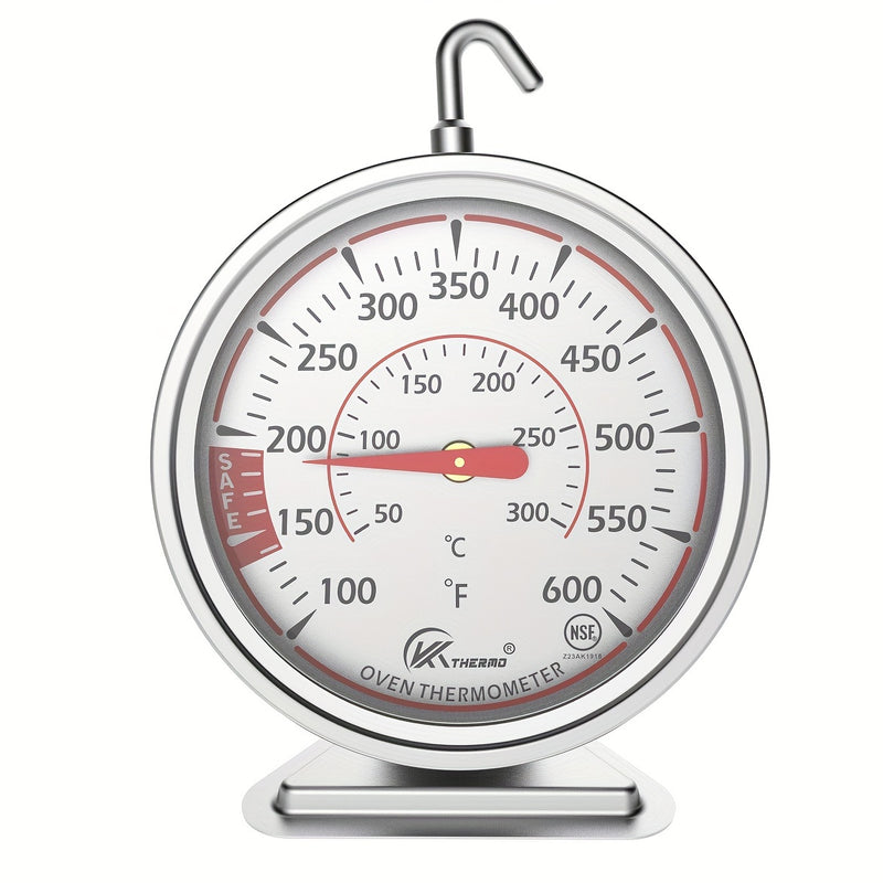 Termómetro de Horno de Precisión KT THERMO - Esfera Grande de Acero Inoxidable de 6.99cm, Rango de 100-600°F/50-300°C, Gancho Giratorio de 360° para Colgar o Poner de Pie Fácilmente, Ideal para Hornear, BBQ, Cocinar Carne - Regalo Perfecto para Fiestas y