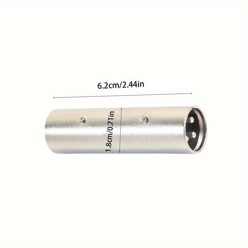 Adaptador de Audio XLR Dorado de 3 Pines Macho a Macho, Conector de Aleación de Zinc para Micrófonos, Consolas de Mezcla, Amplificadores, Altavoces - Compatible con PC, Micrófono para PC, Enchufe, Adecuado