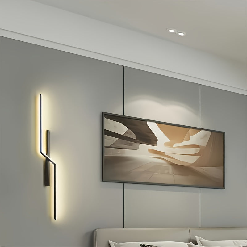 Conjunto de 2 lámparas de pared LED ultradelgadas y elegantes para el ambiente del salón. La moderna lámpara de noche metálica es ideal para la decoración del hogar, dormitorios, hoteles, restaurantes, cafeterías y otros espacios comerciales. Fácil de in