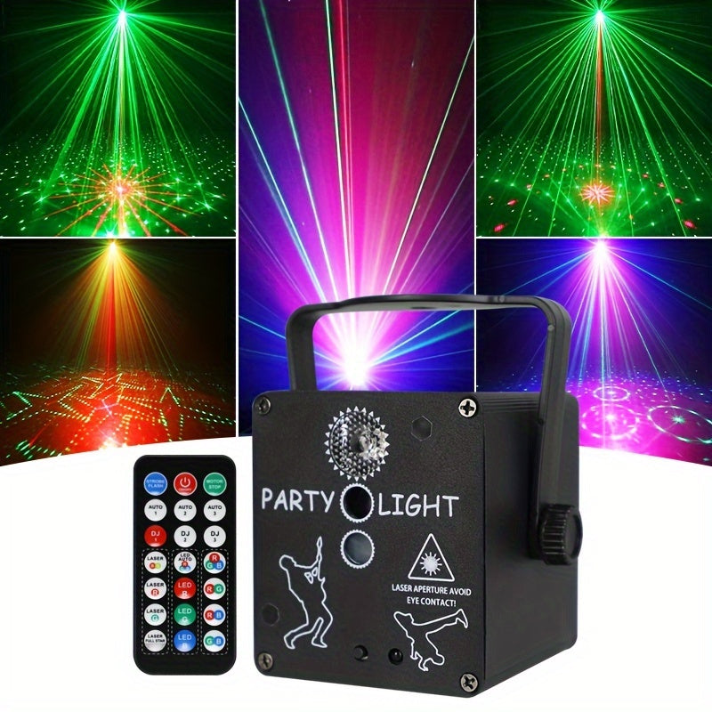 Luces LED escénicas YSH 3 en 1 con control remoto, proyección RGB estroboscópica para DJ y discoteca, decoración para fiestas, Navidad, bodas y Día de la Madre, hierro pulido, no recargable, <36V
