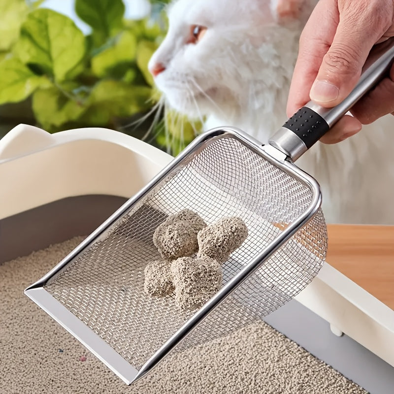 Pala de jardinería con malla de acero inoxidable de 3,8 mm, resistente a la corrosión, para cribar suelo, cama de hámster y arena de playa. Herramienta duradera para uso al aire libre y mascotas, herramienta manual de jardinería | Pala resistente a la co